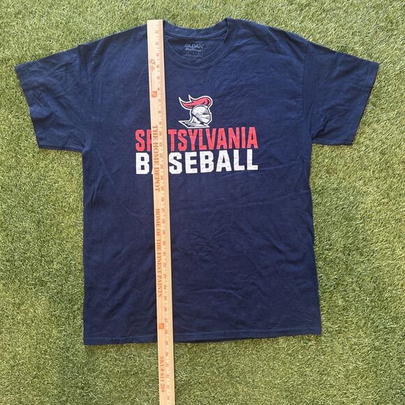Vintage Y2K Sportsylvania Knights Baseball Graphic Logo Navy Tee Shirt Mens XL - Picture 2 of 8